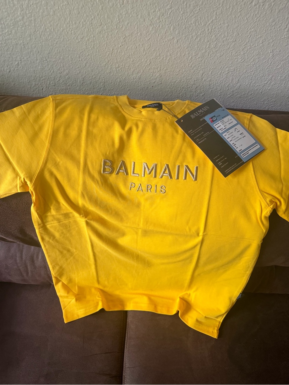 Balmain Bright Yellow Embroidered Logo Sweatshirt